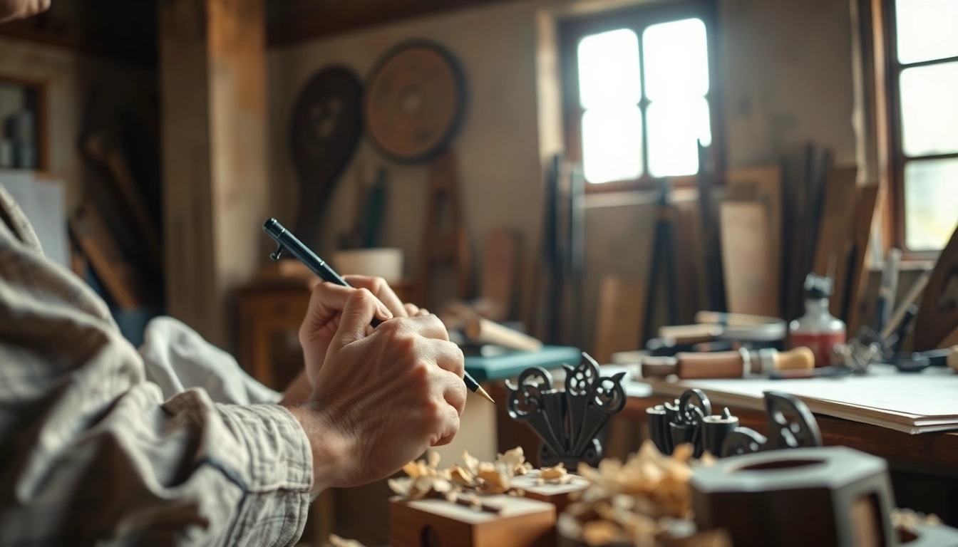 Artisan skillfully crafting laoutaris designs in a traditional workshop.