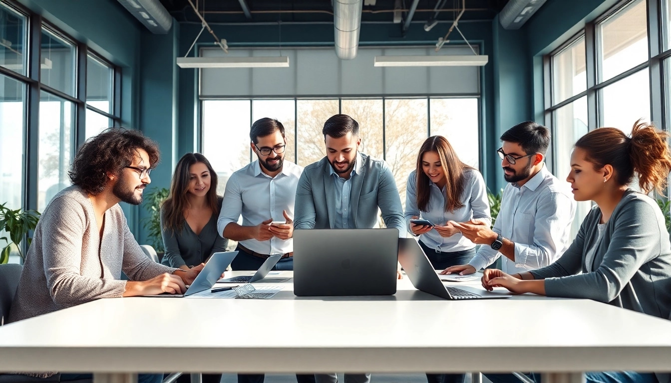 Marketing experts collaborating on projects at https://www.pnmmedia.com in a modern workspace.