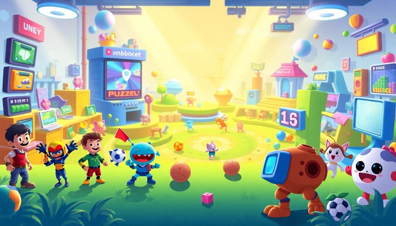 Engage with gnhust's diverse gaming characters in a vibrant animated landscape.