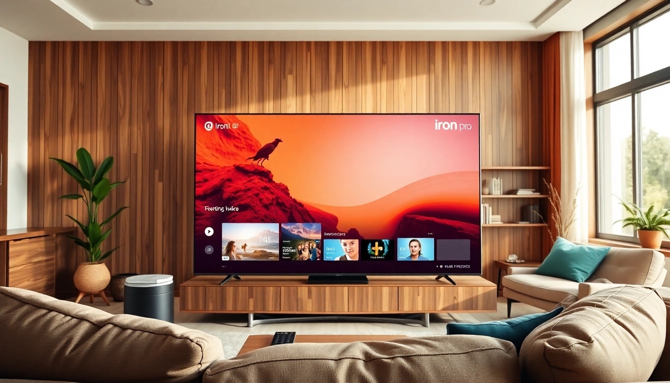 Experience the premium features of the iron tv pro streaming service on a modern TV.