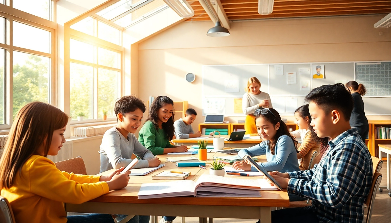 Dynamic education scene showcasing students engaged in innovative learning activities.