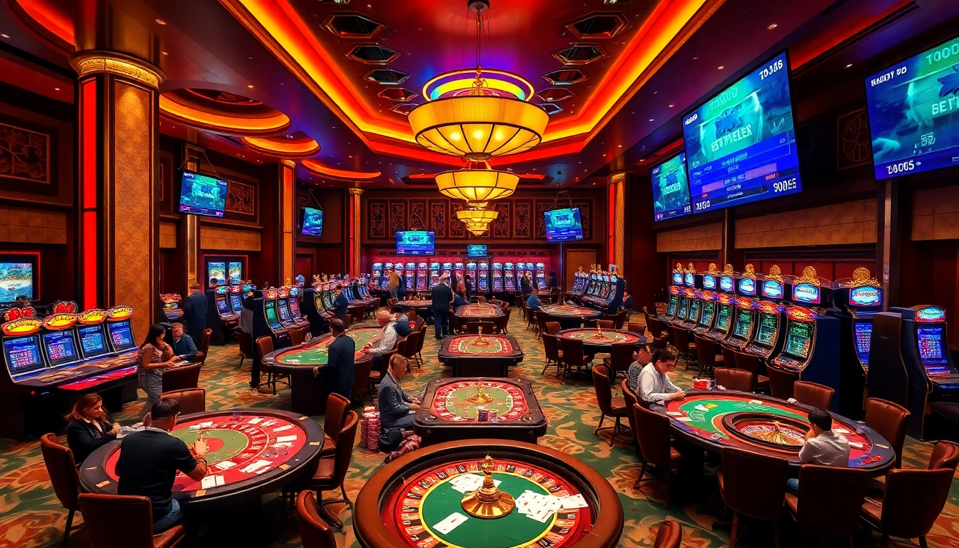 Experience the thrill of casino action while checking ket qua bong da live updates in a colorful gambling hall.