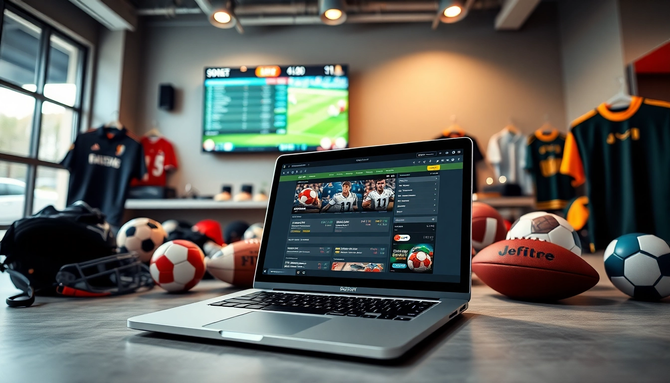 Discover top features of best sportsbooks in Brazil illustrated with a vibrant sports betting setup.