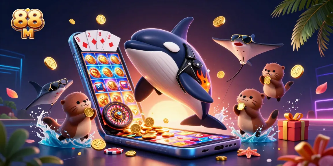 Engage with 88 M's dynamic gaming experience featuring colorful slot games and lively characters.