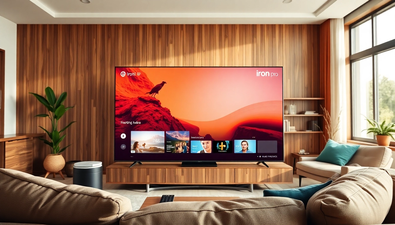 Experience the premium features of the iron tv pro streaming service on a modern TV.