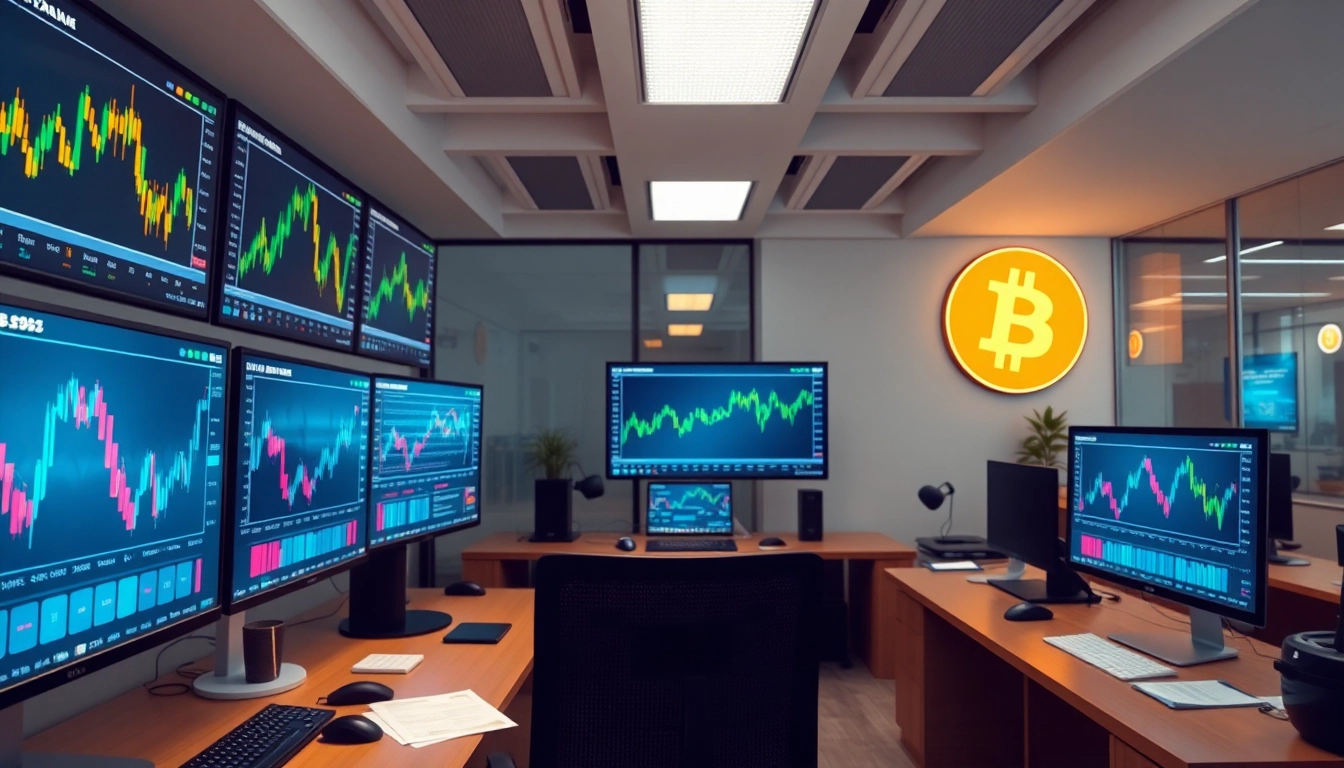 Acheter Bitcoin en toute sécurité avec des graphiques de trading et une atmosphère professionnelle.