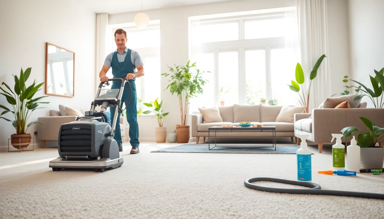 Efficient carpet cleaners lincoln ca working in a bright living room with natural light.