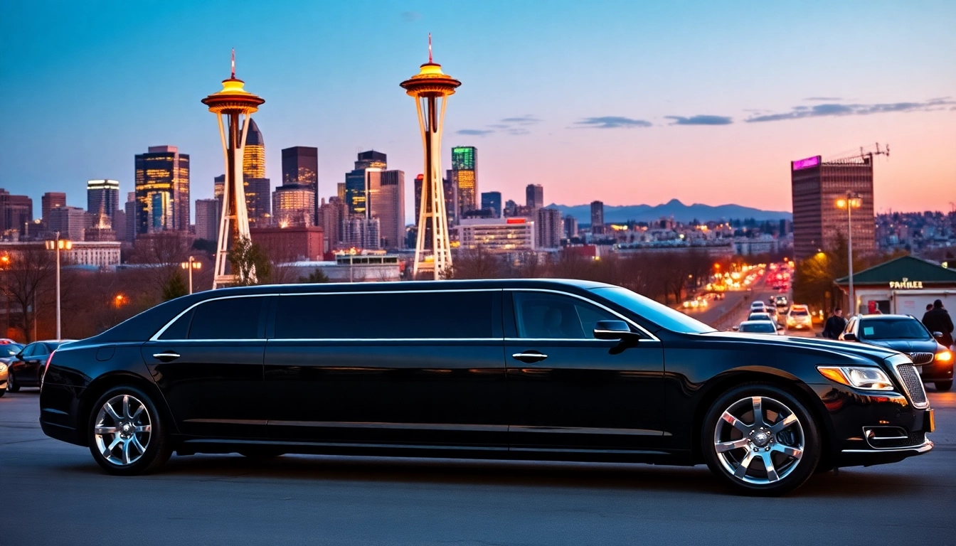 Experience premium limo service vancouver to seattle with a luxurious vehicle in a vibrant city setting.