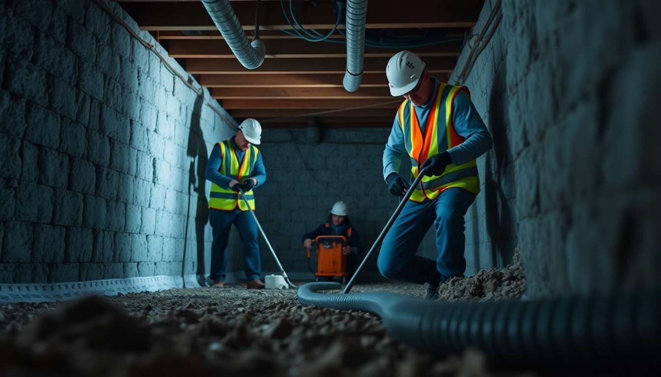 Clean crawl space operations by http://newleafcrawlspace.com showcasing professional technicians at work.