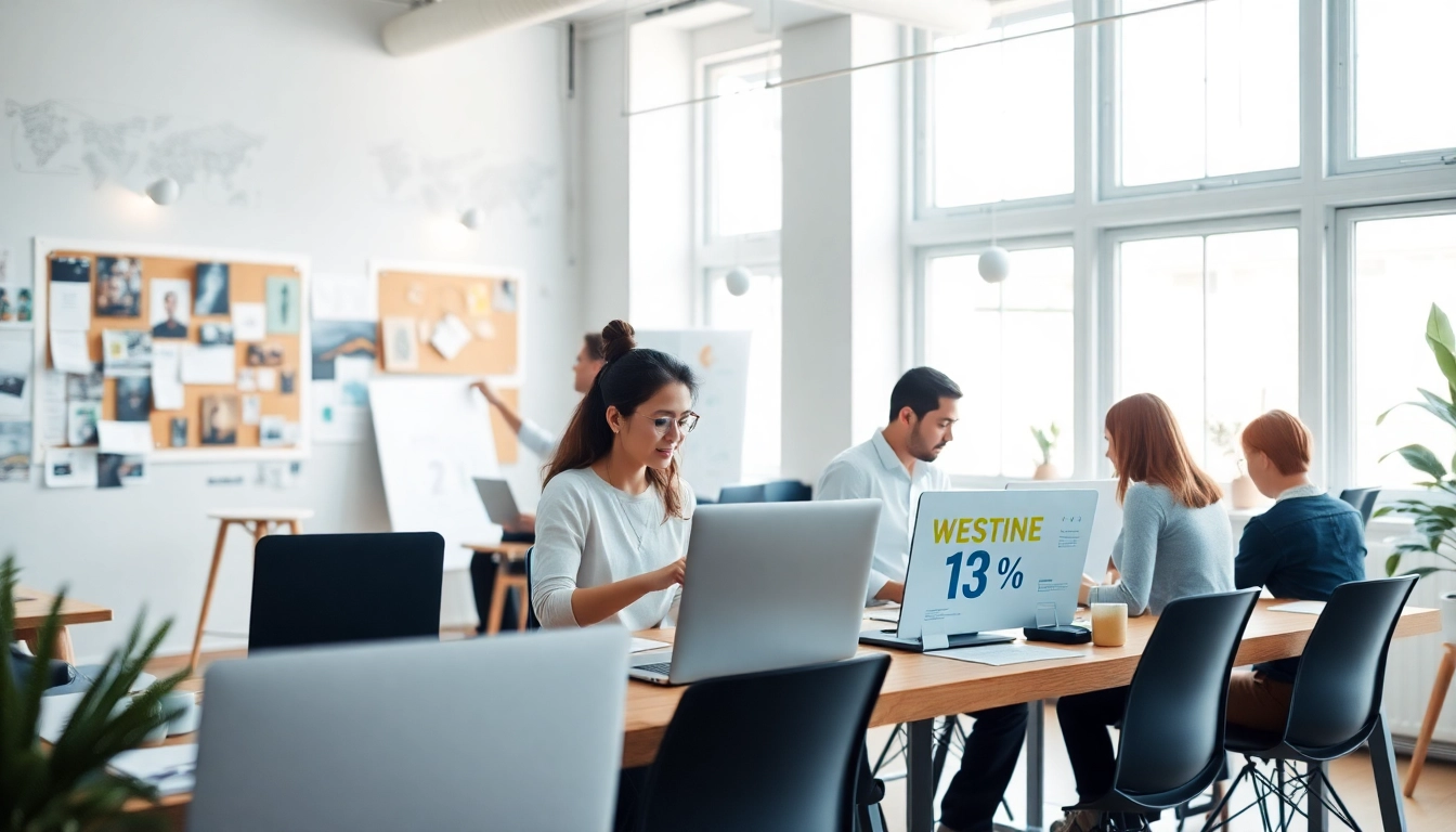 Showcasing Website design Hereford with team collaborating in an engaging workspace environment.