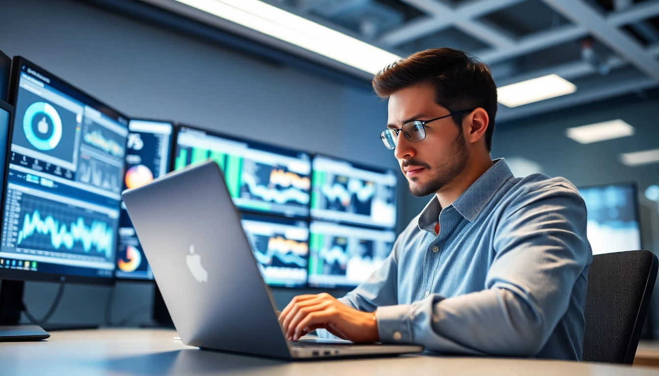 Enhance IT Fredericksburg services with a professional technician analyzing complex network systems.
