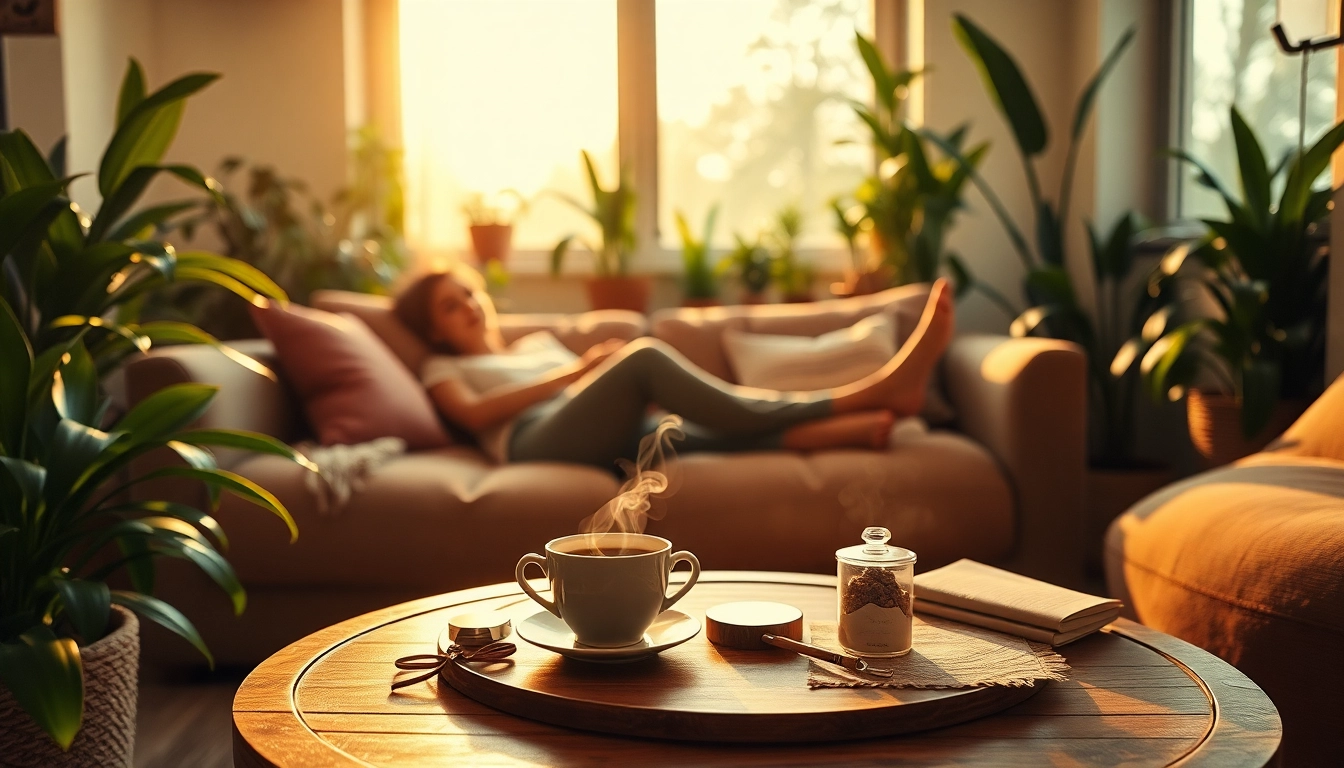 Explore a serene moment of self-care in Life in a Break Down with cozy living room vibes and warm lighting.