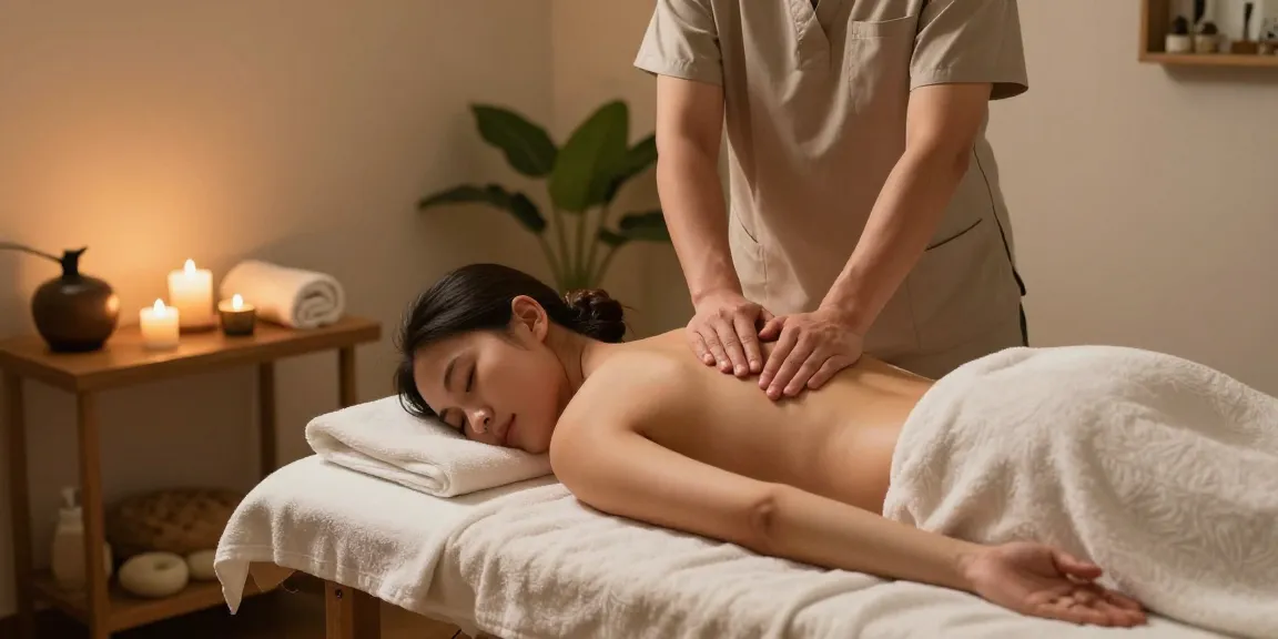 마사지 치료 중인 모습과 아늑한 방의 분위기
