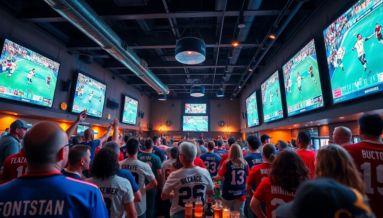 Exciting sports bar atmosphere featuring 토토티비 live sports viewing experience with enthusiastic fans.