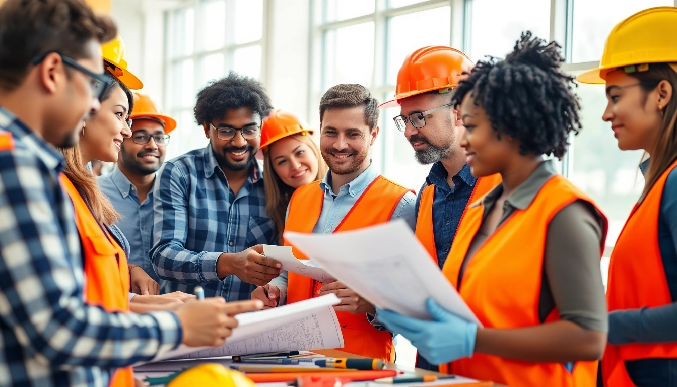 Engaged learners in construction education environment using tools and blueprints.