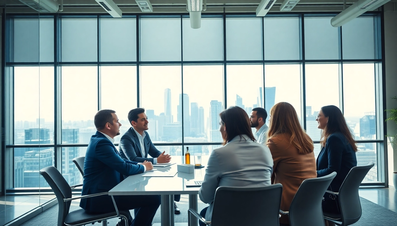 Collaborative business discussion at https://whatalker.com with diverse participants in a modern office.