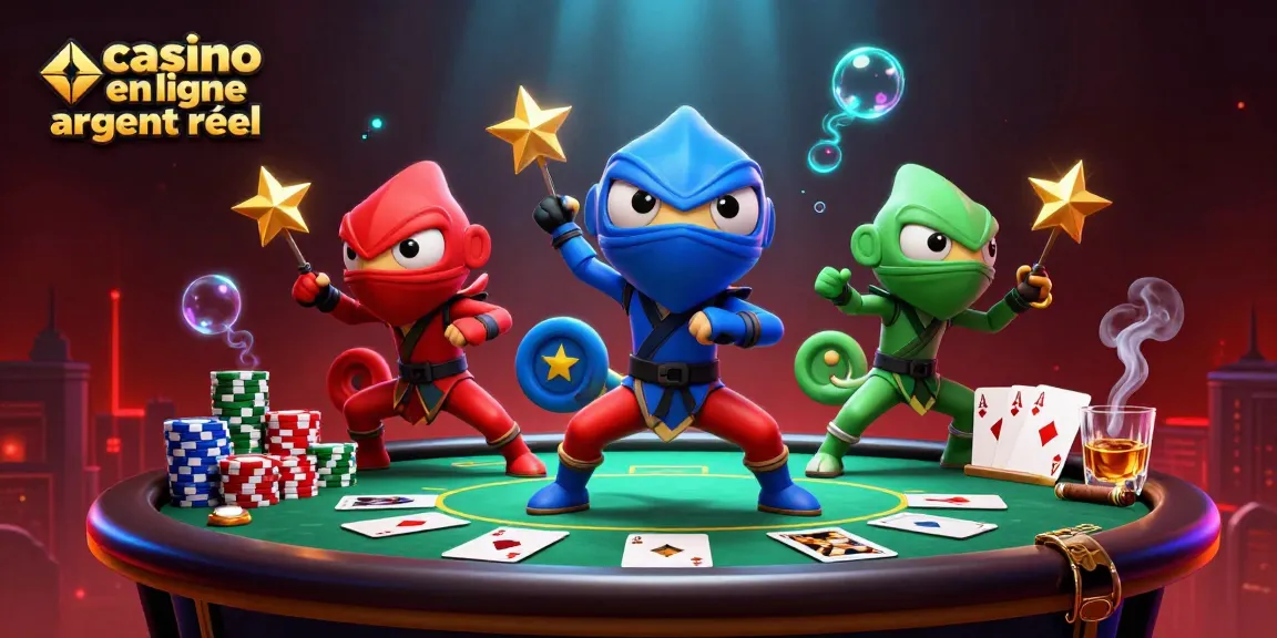 Les caméléons ninjas synchronisant leurs mouvements sur un toit pour promouvoir casino en ligne argent réel.