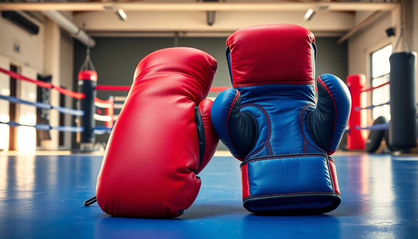 Hochwertige MMA gloves auf dem Boden eines Fitnessstudios, perfekt für Kampfsportträger.