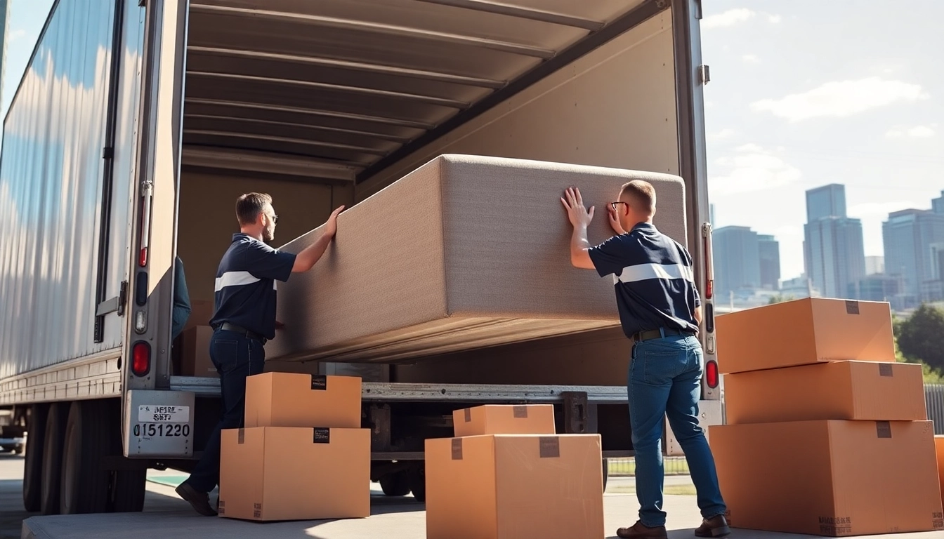 Calgary movers efficiently loading furniture into a truck during a professional relocation.