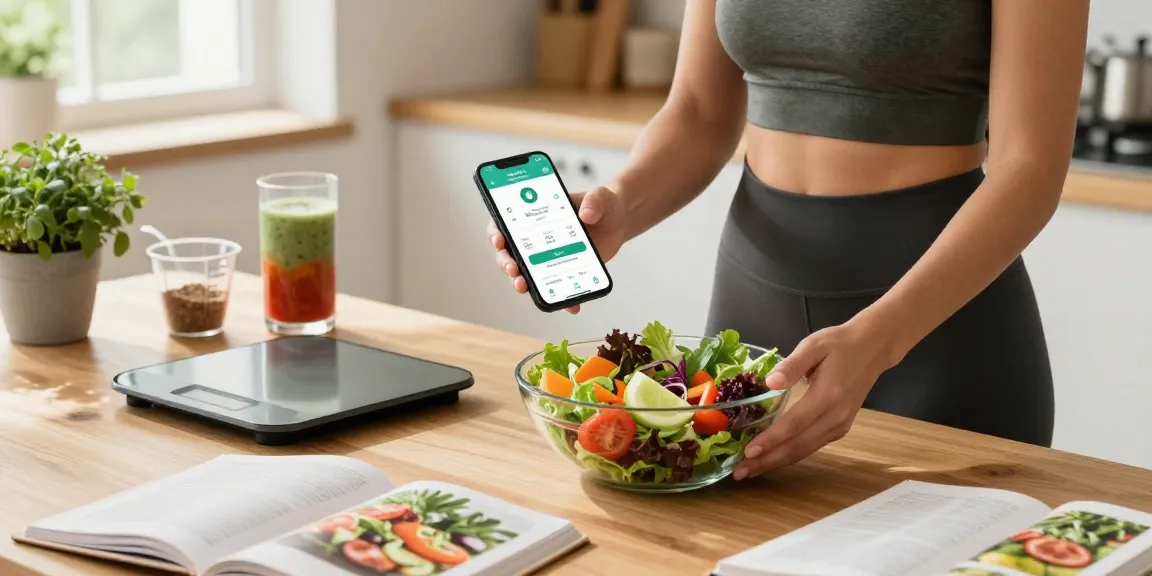 Using the best nutrition app to track meals in a bright kitchen with fresh ingredients.