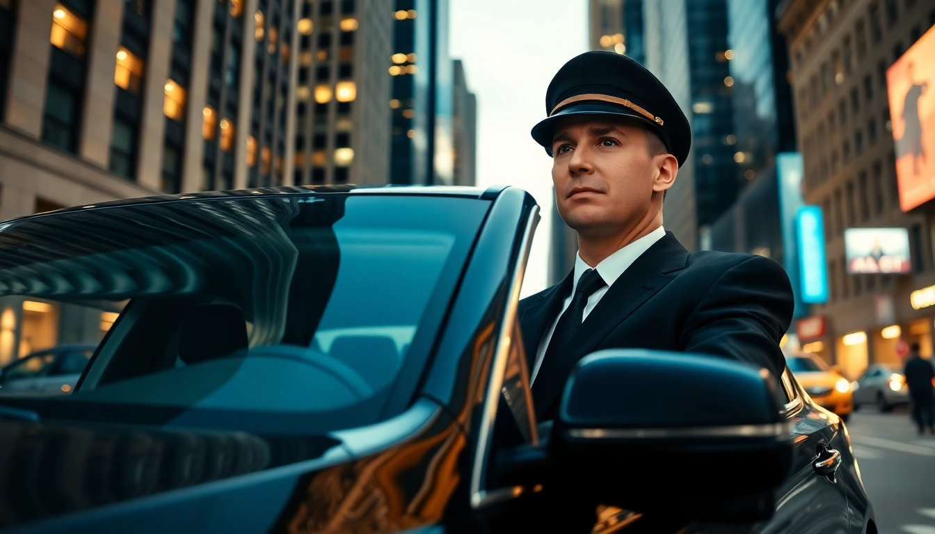Dynamic scene of a chauffeur service nyc offering luxury transportation in New York City.