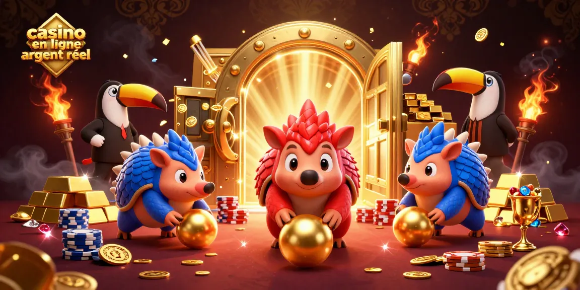 Les pangolins rivalisent pour des jackpots dans un casino en ligne argent réel.