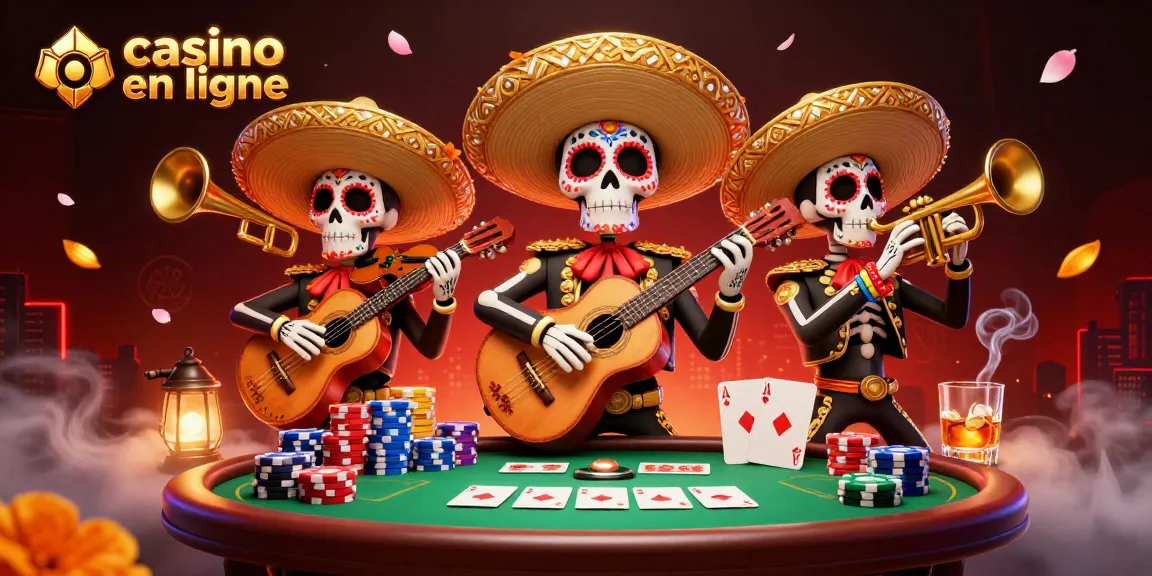 Jouer au casino en ligne avec une bande de mariachi squelettique animée.