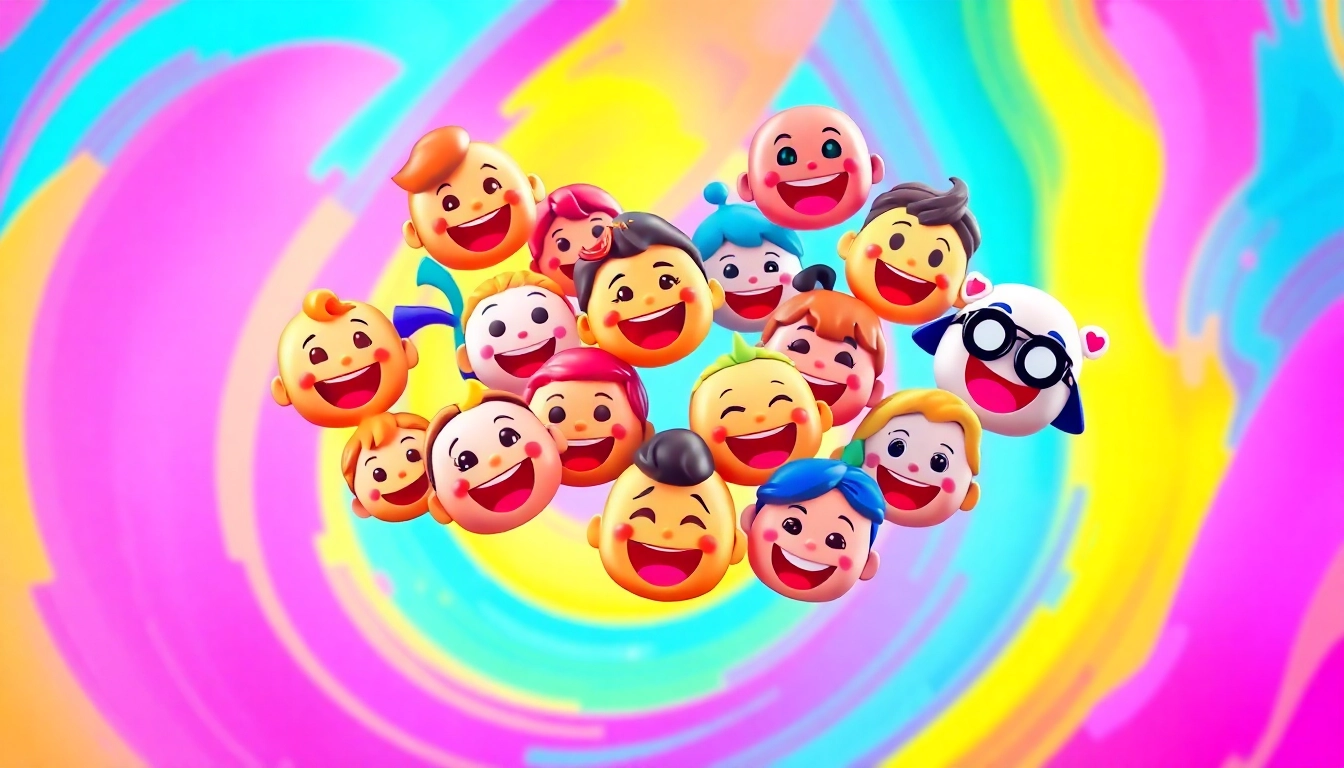 Engaging collage of tiktok emojis on a colorful background to enhance TikTok content.