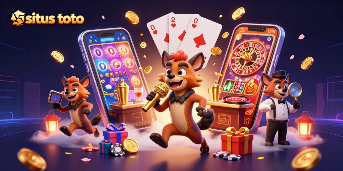 Experience the thrill of situs toto with immersive gaming elements in a vibrant casino scene.