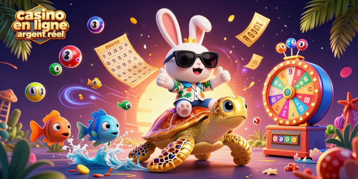 Profitez des jeux passionnants de casino en ligne argent réel avec un lapin chanceux et une tortue dorée.