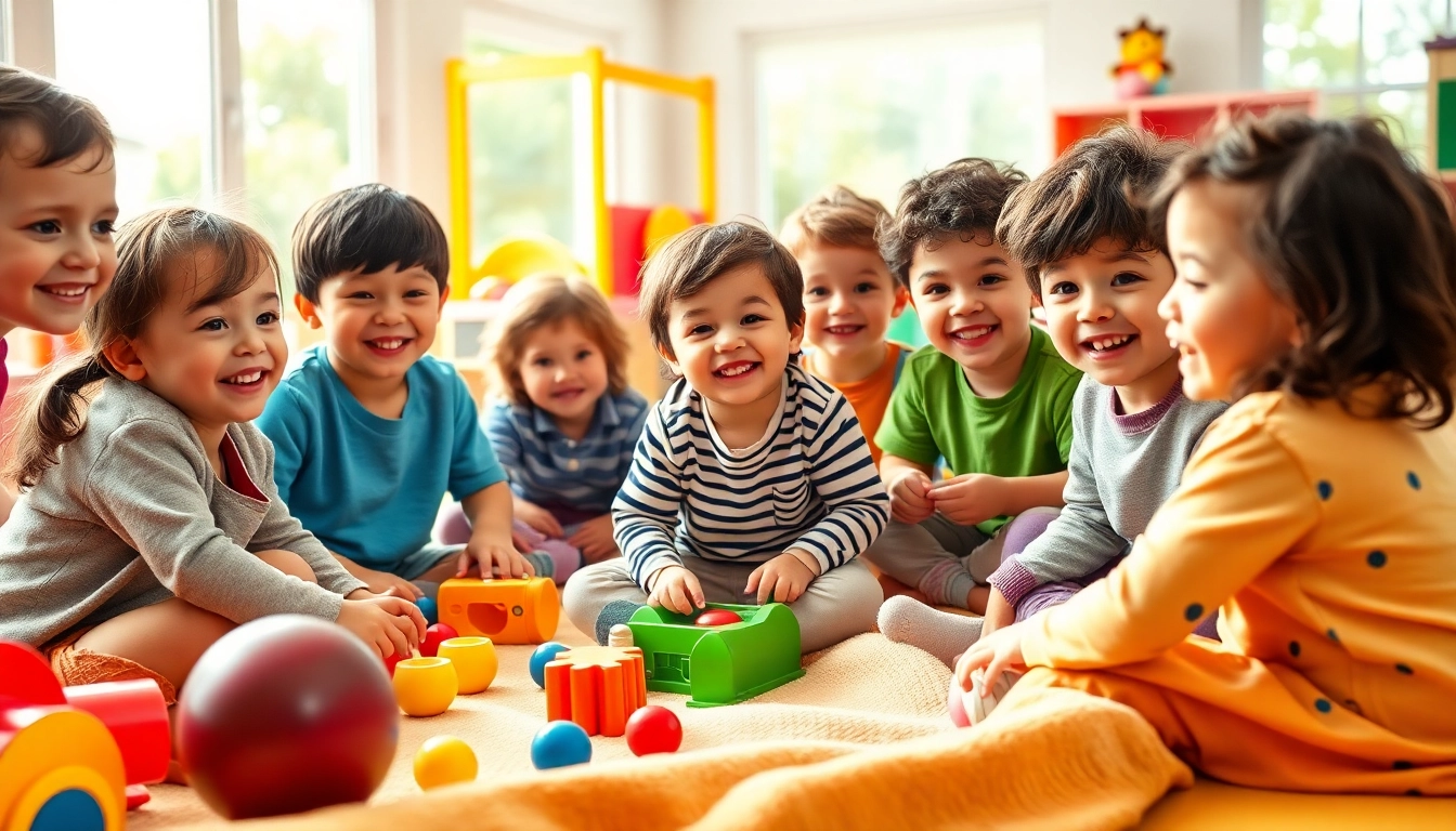 Children engaged in joyful activities at https://juniorsjunction.com, highlighting a vibrant daycare environment.