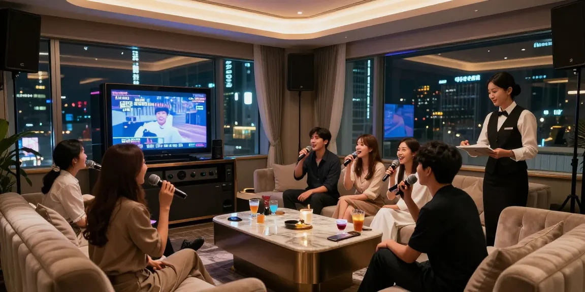 강남쩜오 프리미엄 가라오케에서 즐거운 시간을 보내는 친구들 모습