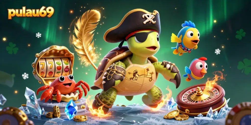 Experience exciting gameplay with pulau69 in a vibrant 3D casino scene filled with treasures.