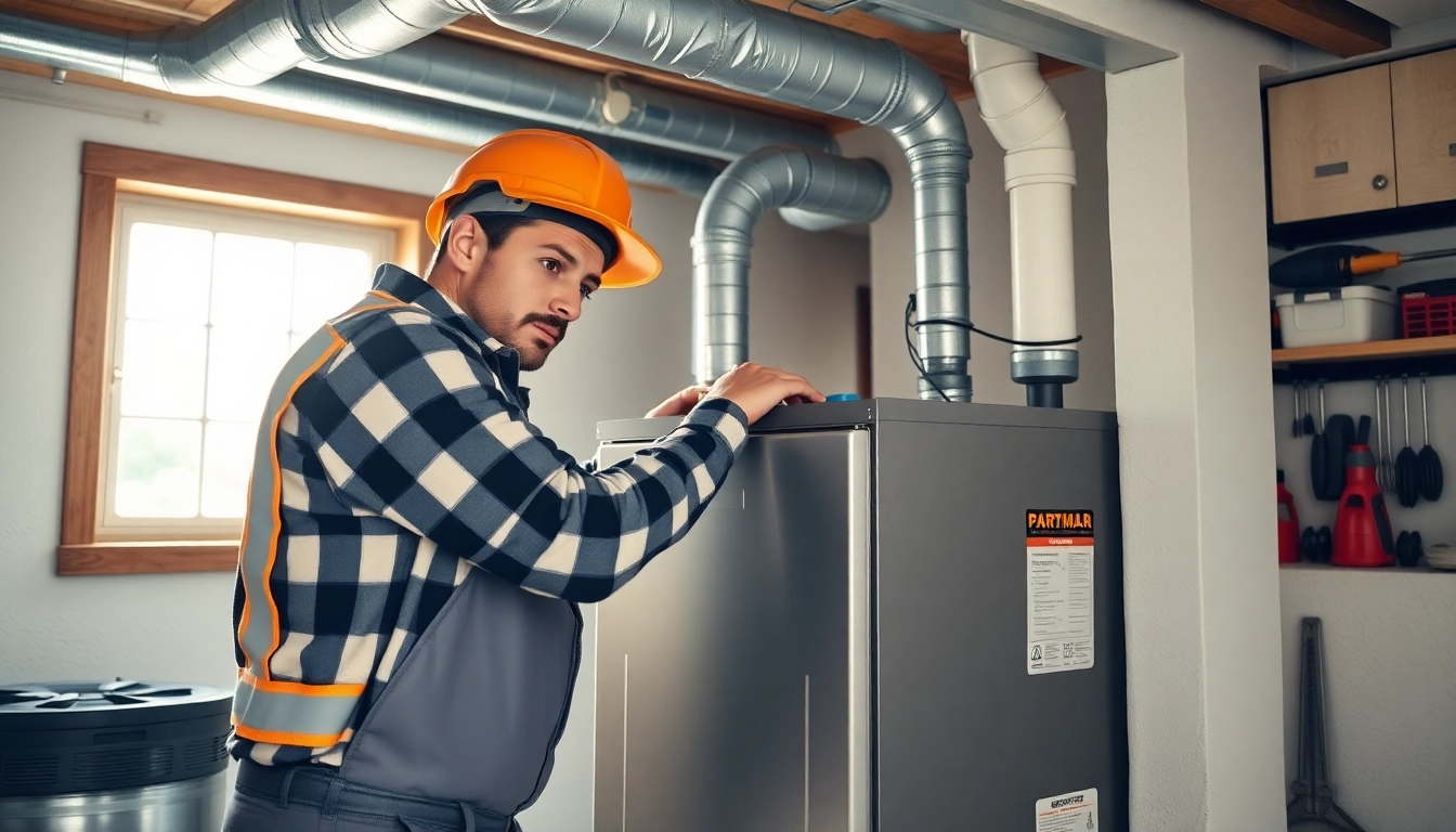 Furnace Installation technician expertly working on a modern gas furnace setup.