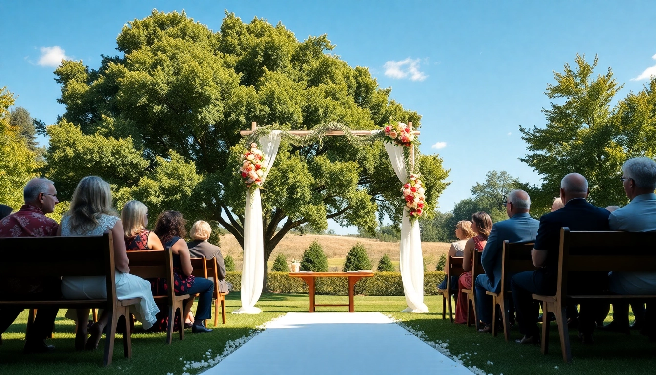 Captivating scene showcasing Clarksburg wedding venues with elegant wedding setup and floral arches.