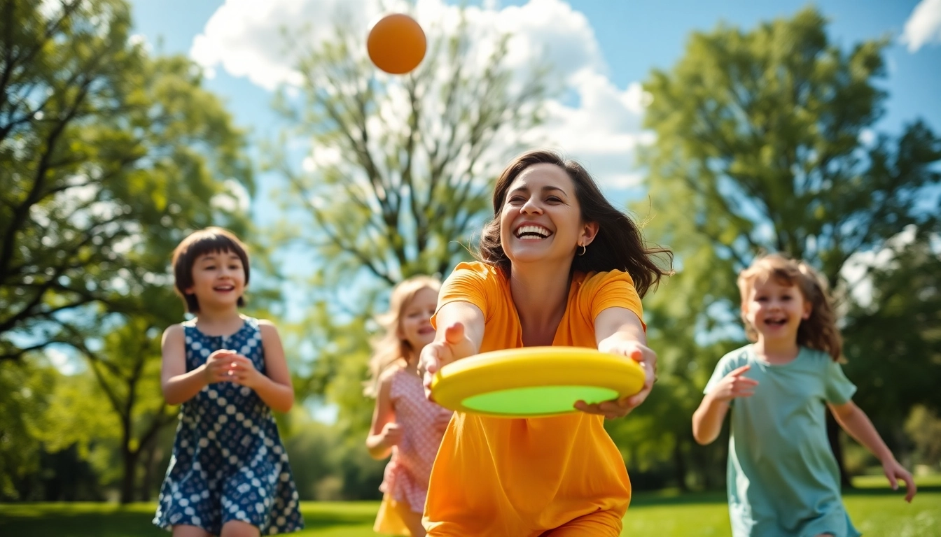 Engaging family activity showcasing the vibrant lifestyle of https://giveaways4mom.com in a sunny park.