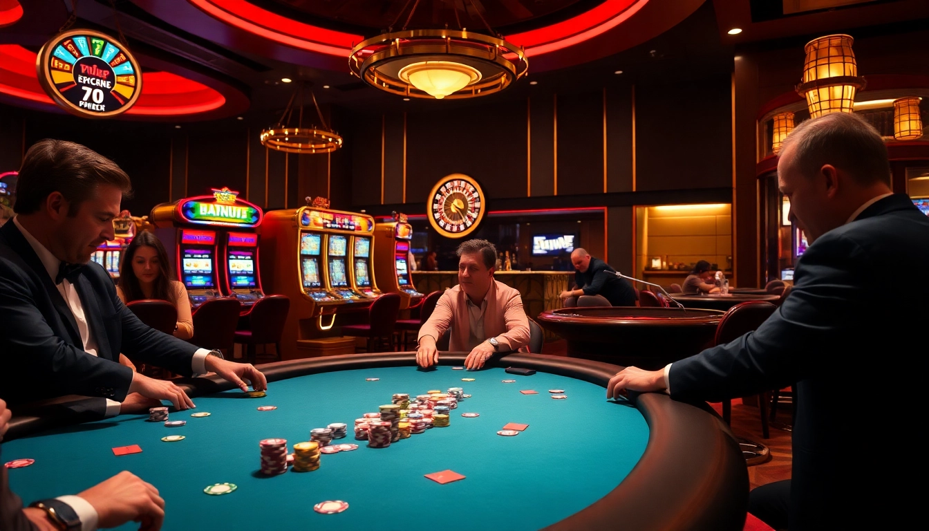 Players engage in high-stakes action at a casino table with vibrant 789 P chips, reflecting excitement and luxury.