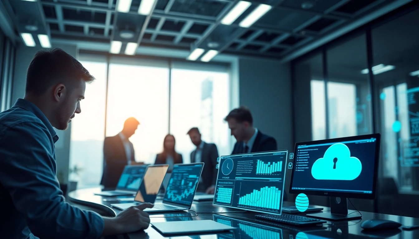 Cyberdan cybersecurity solutions collaboration in a modern office setting.