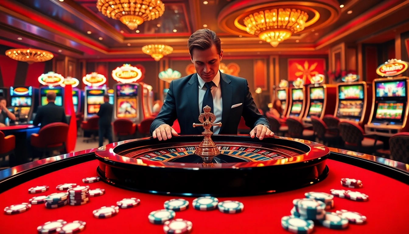 The exhilarating casino scene showcases excitement at the roulette table, promoting https://sunwin88.art/ as an engaging online gaming platform.