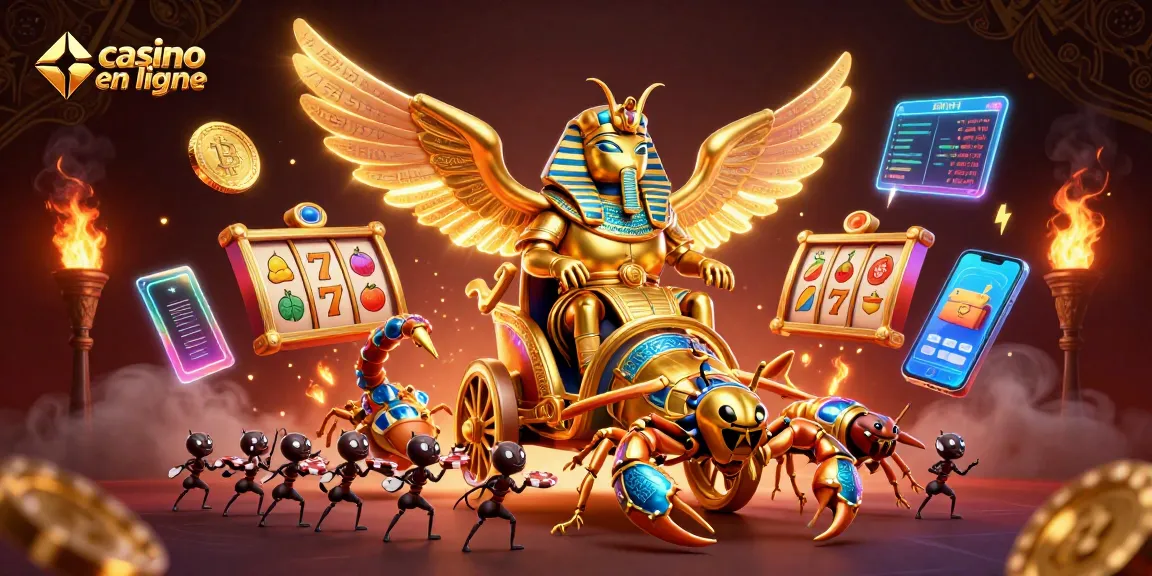 Participez à des jeux de casino en ligne avec un scarabée doré colossal et des scorpions joyaux.