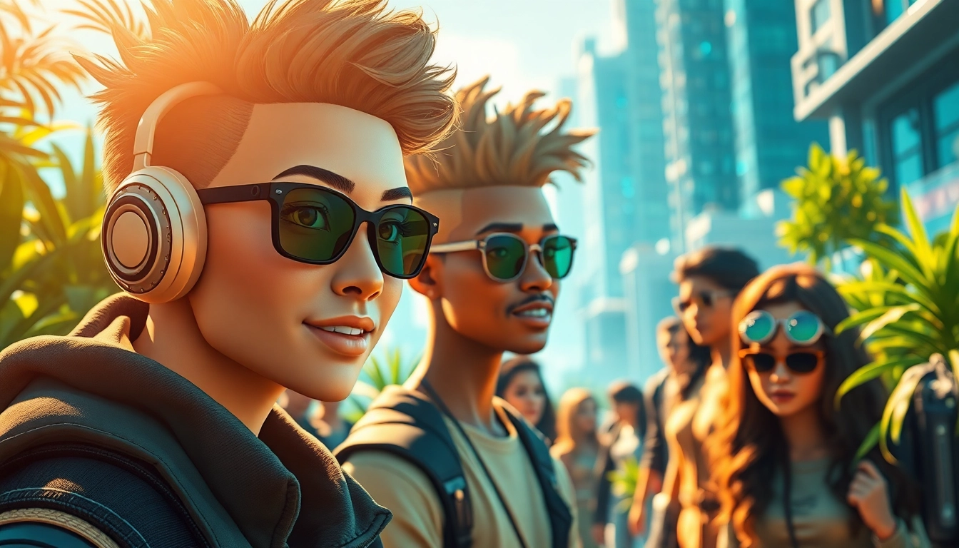 Create a unique and engaging ai avatar in a vibrant digital setting.