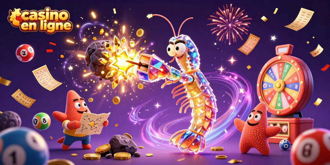 Le casino en ligne offre des jeux captivants avec des ballons de loterie colorés et des tickets dorés.