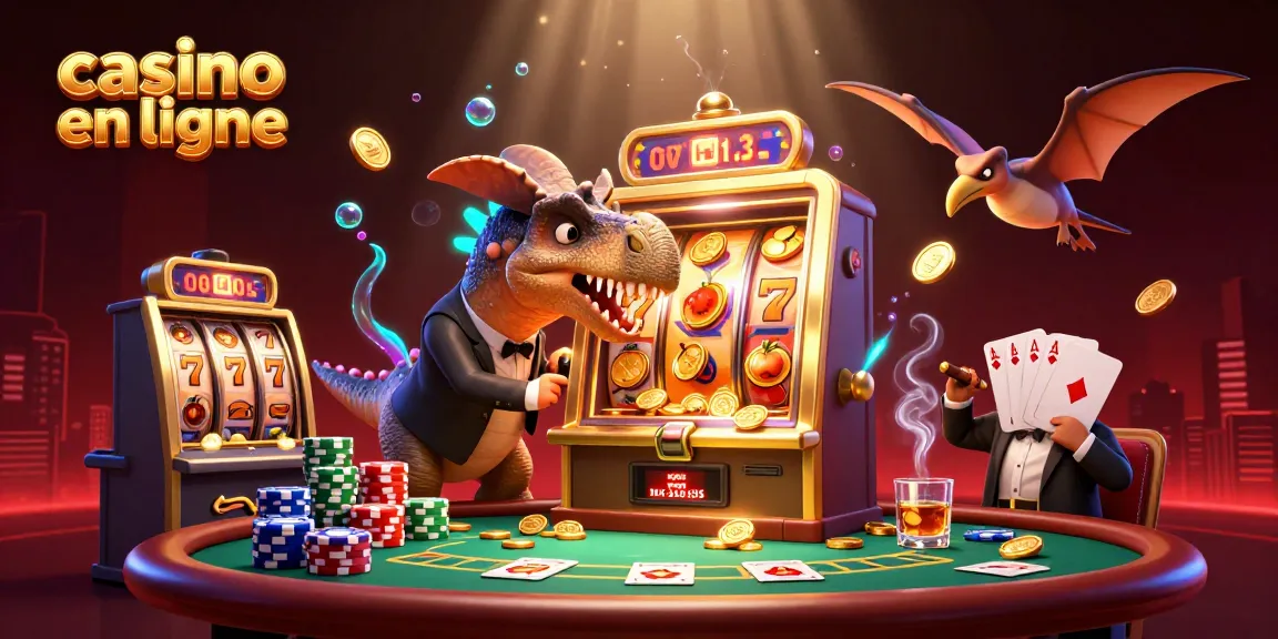 Le casino en ligne provoque un jackpot avec un pachycephalosaurus et des pièces dorées volantes.