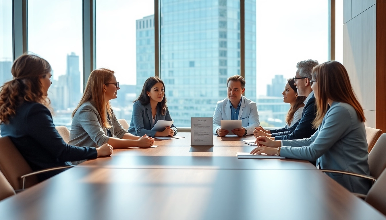 Engaging professionals in a meeting about cqm certification in a modern setting