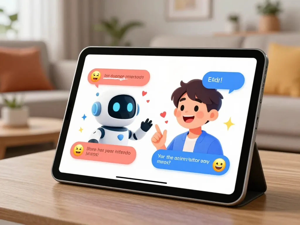 Engaging spicy chat scene with animated characters interacting in a modern living room.