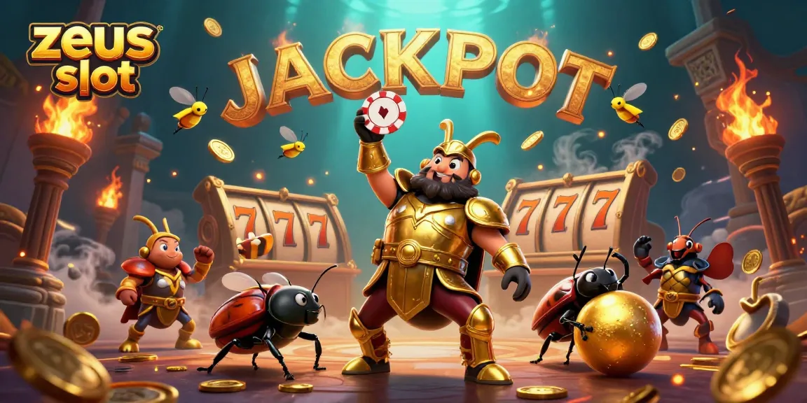 Spin the zeus slot for thrilling wins with a vibrant 3D casino scene illustrating lucky elements.
