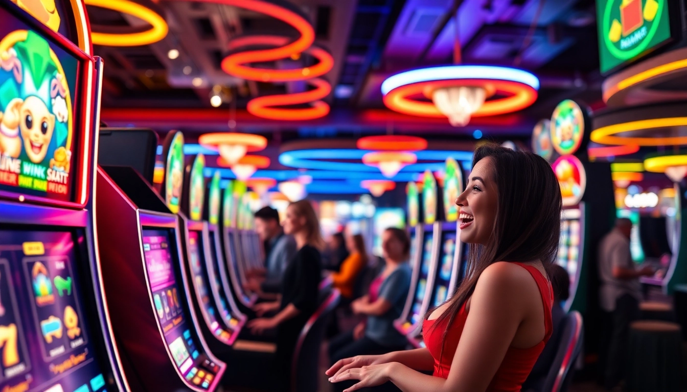 Putar link slot di mesin-mesin kasino yang penuh warna dan meriah.