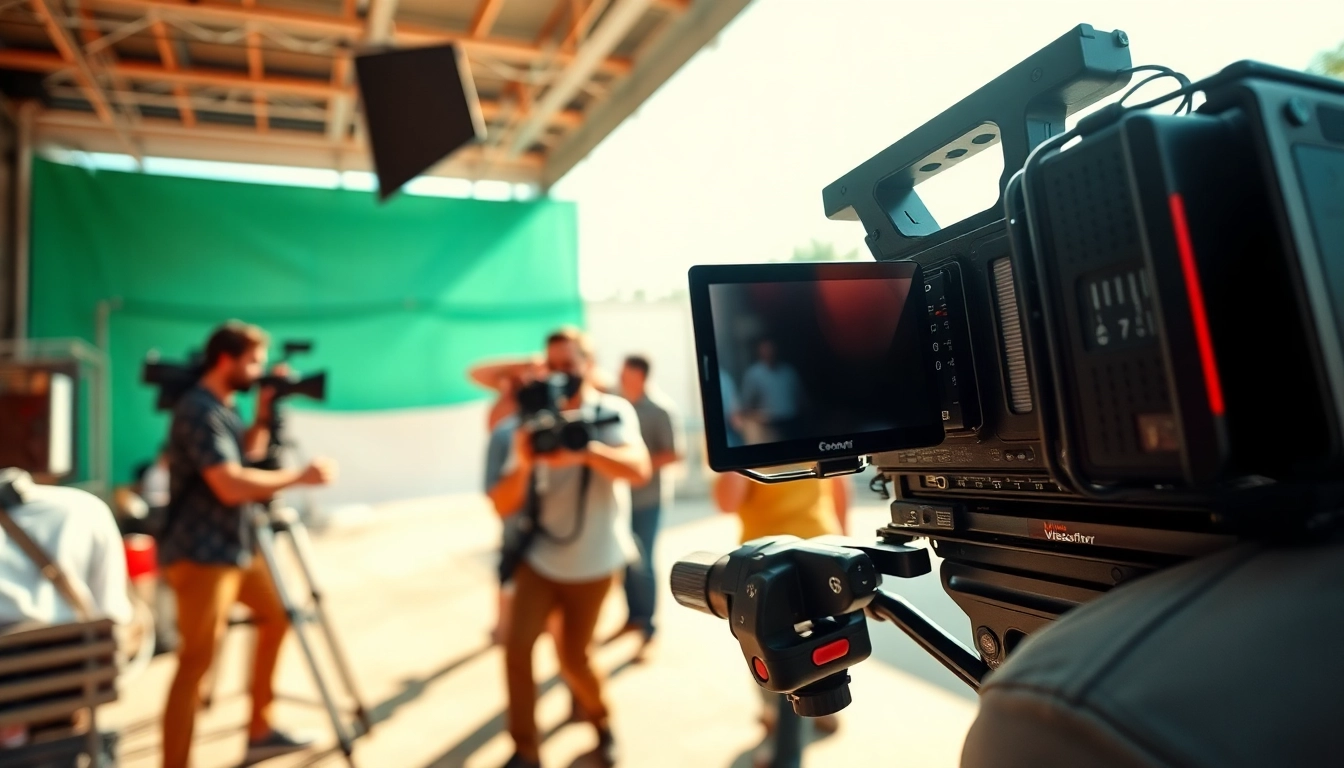 Cinematic video production captured by a professional cinematographer on a film set