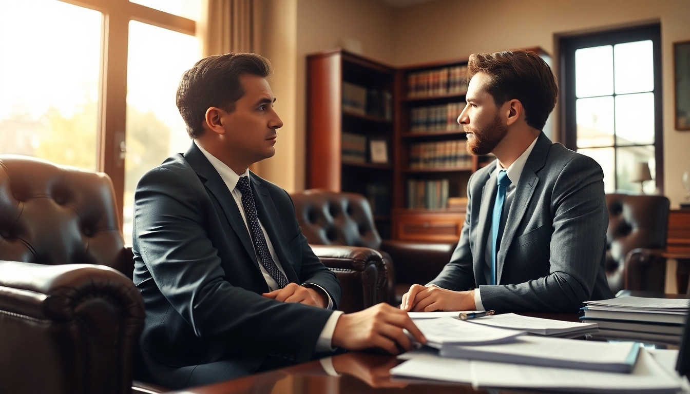 Modesto accident lawyer consulting with clients in a professional office setting.
