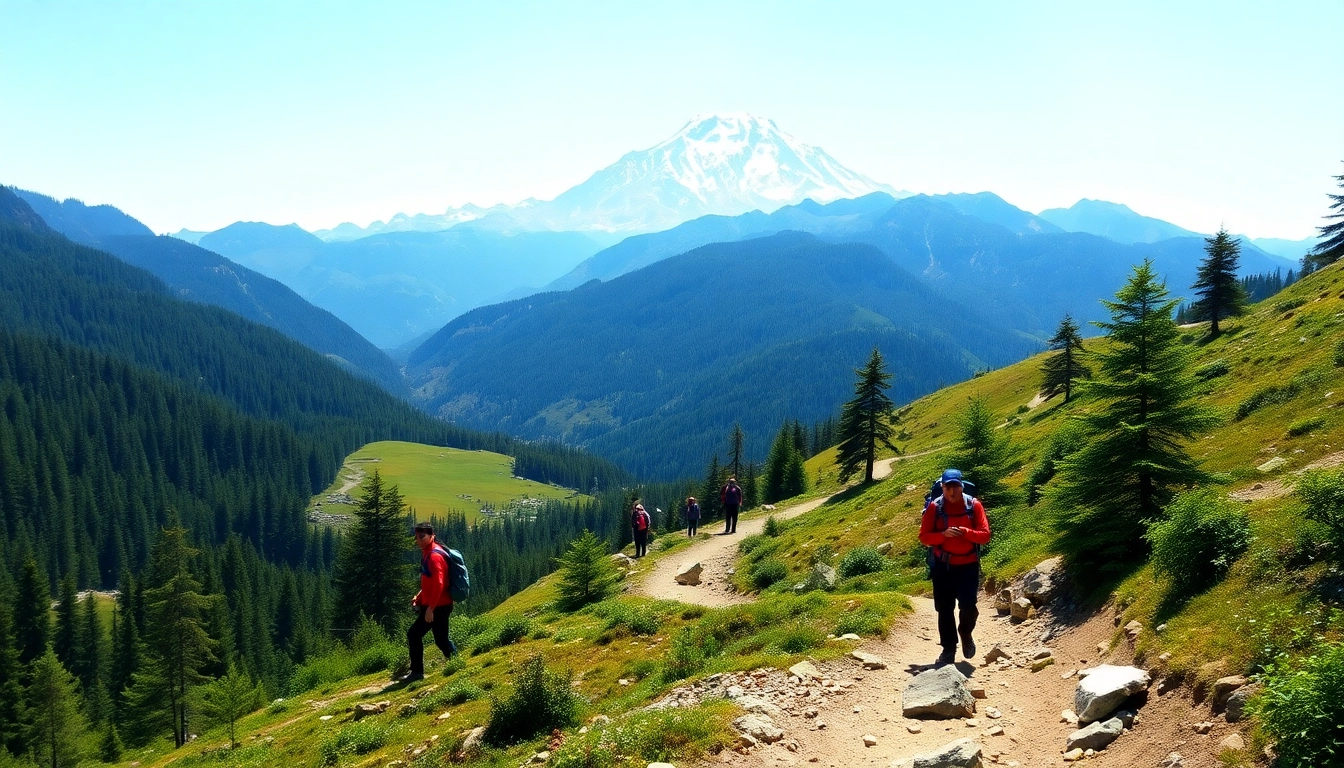 Hikers on the Goechala trek with stunning views of Mt. Kanchenjunga and lush landscapes.
